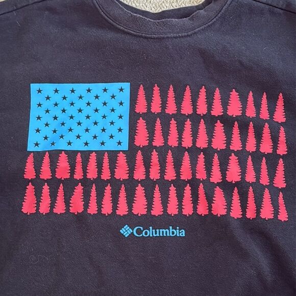 Columbia Trek Graphic Flag Crewneck Sweatshirt Black Size Men’s Medium - Picture 7 of 10